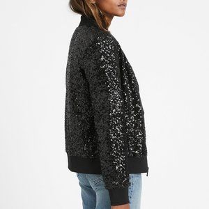 Banana Republic Women's Black Sequin Bomber Jacket, Size Small, NWT,